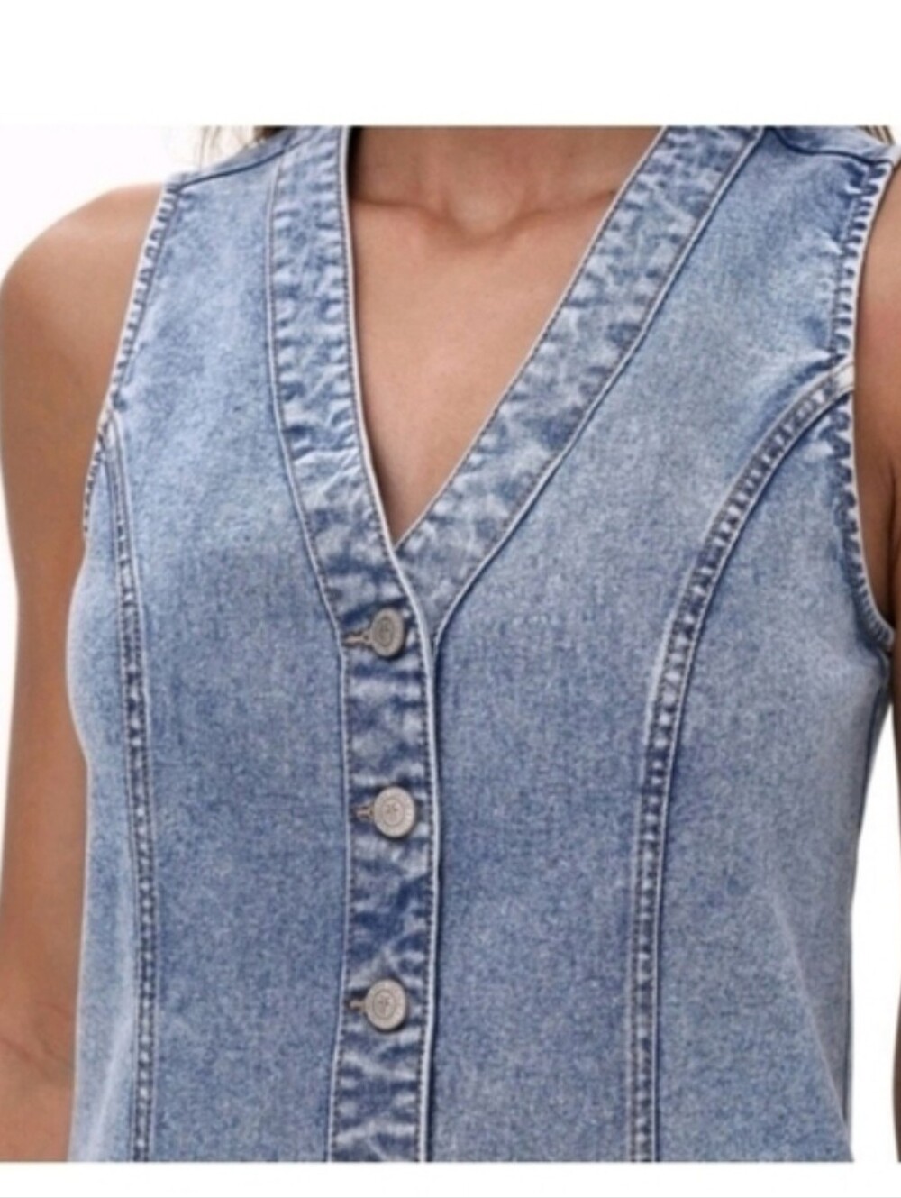 Frye Ladies Denim Mini Dress Light Wash Sleeveless Size XXL - Picture 4 of 8